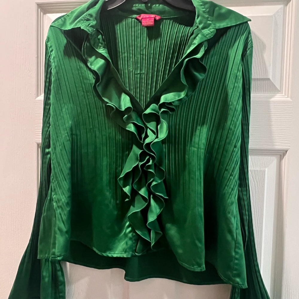 Green Ruffled Women's Top